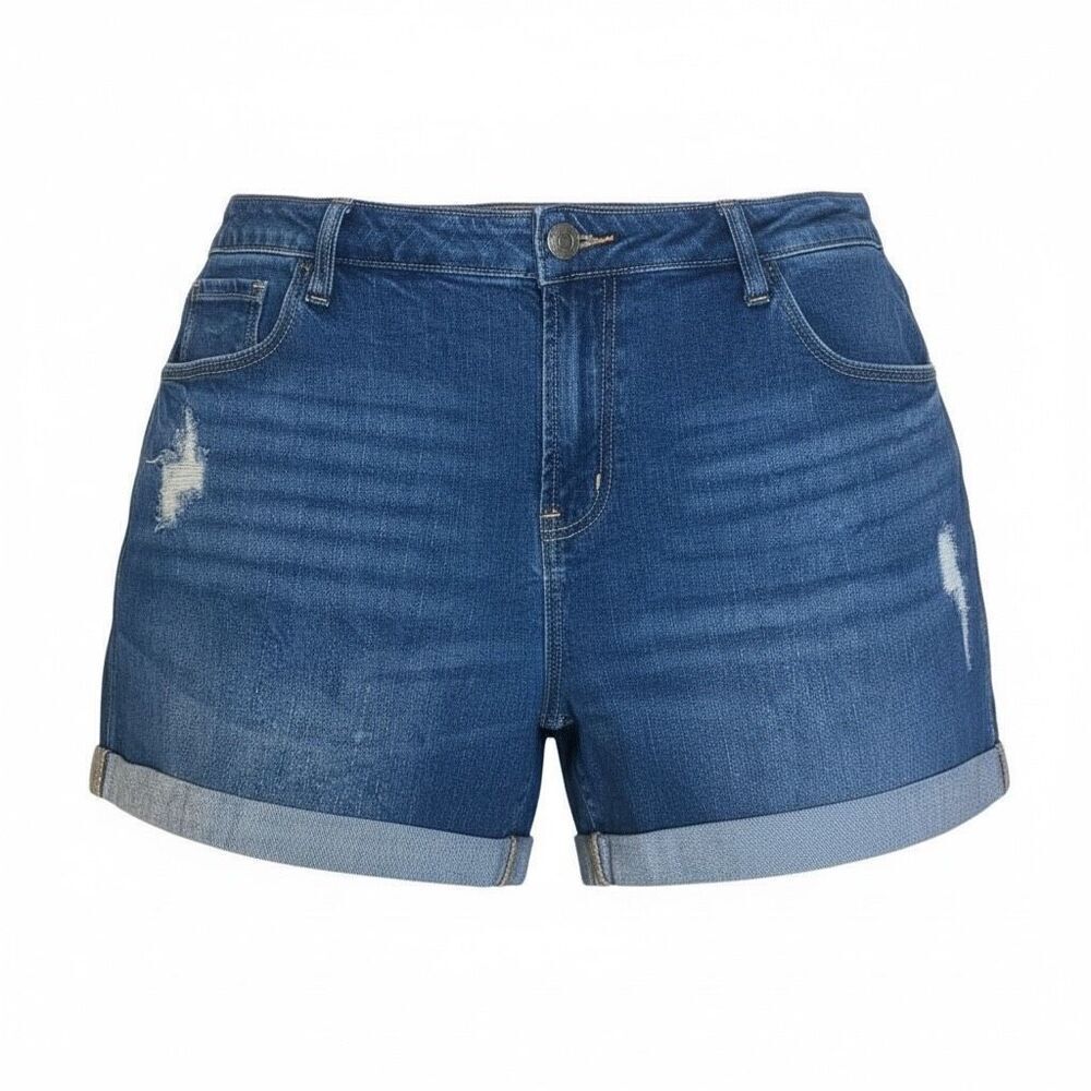 Old Navy Mid-Rise Distressed Cuffed Hem Boyfriend Jean Shorts Blue Size 20